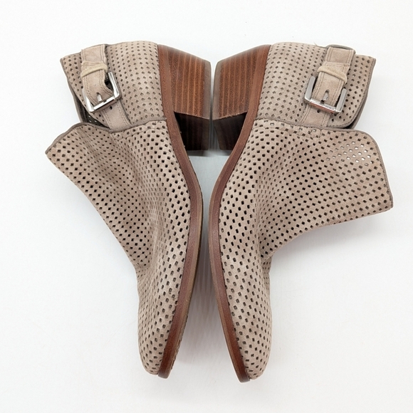 Sam Edelman Paula tan perforated suede leather wedge heel ankle boot 7.5 - Picture 6 of 12